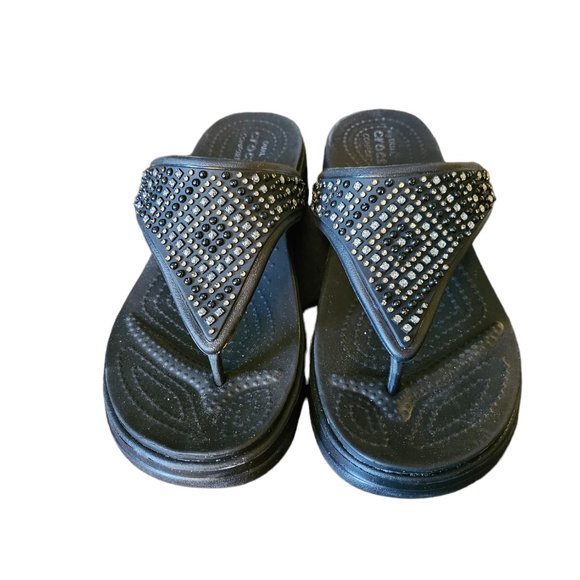 Crocs Monterey Shimmer Wedge Sandals - Picture 1 of 4